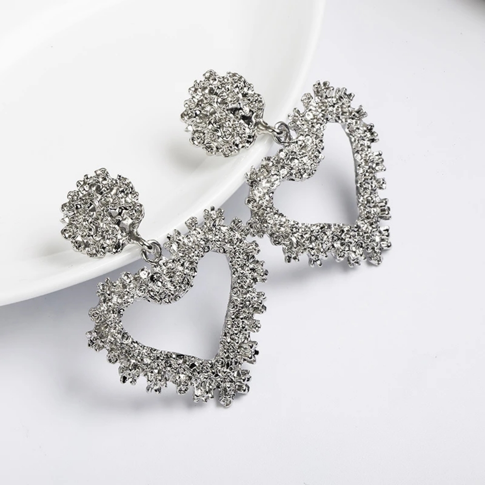 Silver hearts earrings